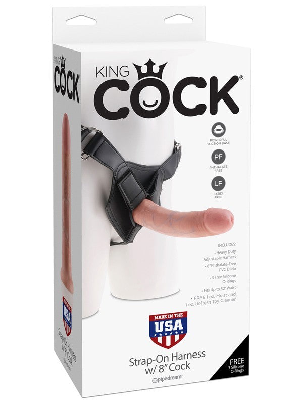 King Cock Strap-On Harness W/8 in. Cock Flesh