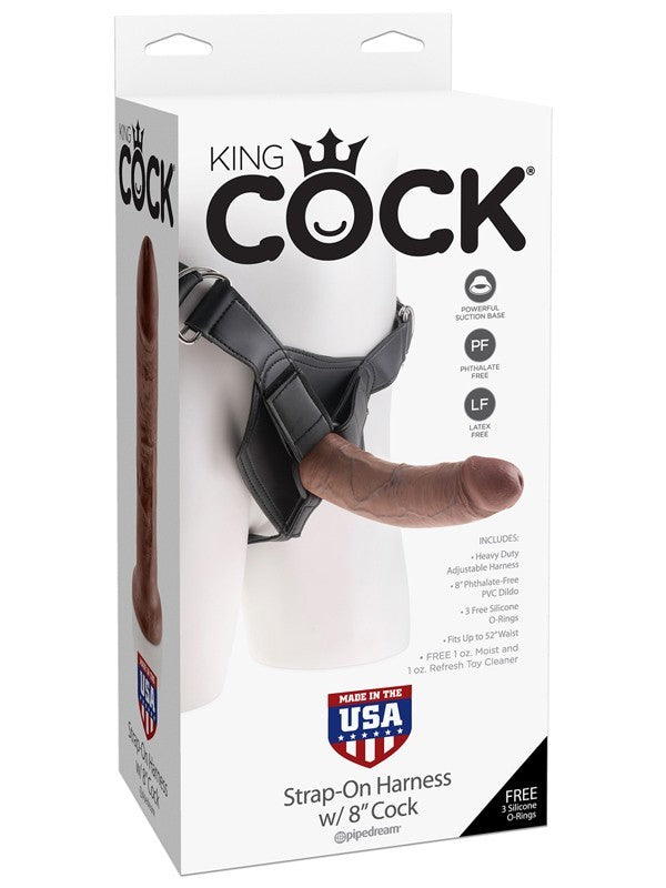 King Cock Strap-On Harness W/8 in. Cock Brown