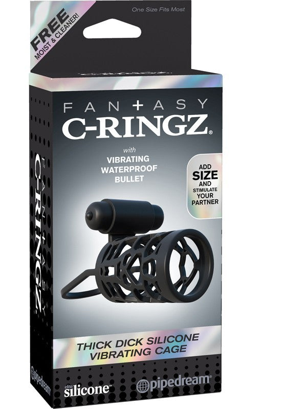 Fantasy C-Ringz Thick Dick Silicone Vibrating Cage