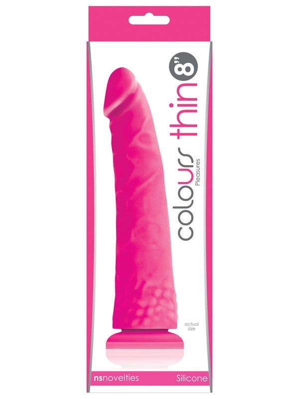 Colours Pleasures Thin 8 in. Dildo Pink