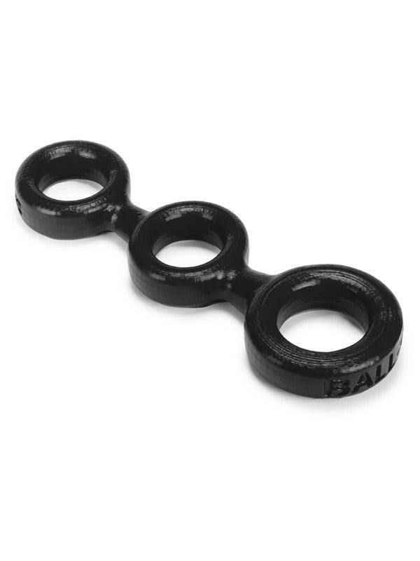 3-Ball Cockring W/2 Ballstretcher O/S Black