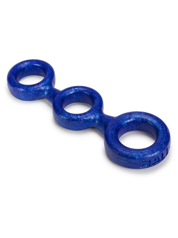 3-Ball Cockring W/2 Ballstretcher O/S Blueballs
