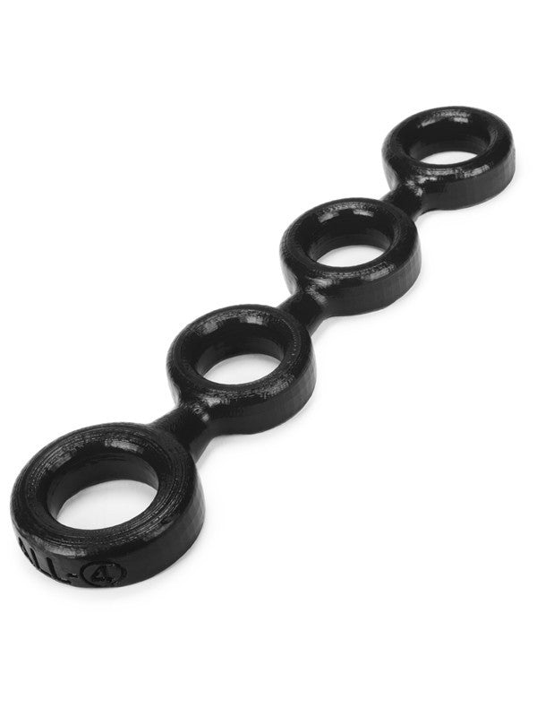4-Ball Cockring W/3 Ballstretcher O/S Black