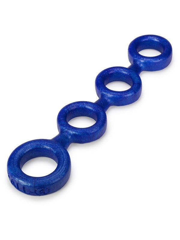 4-Ball Cockring W/3 Ballstretcher O/S Blueballs