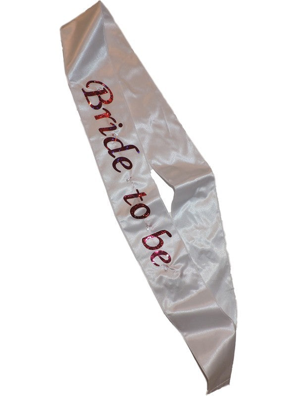 Flashing White Bride To Be Sash
