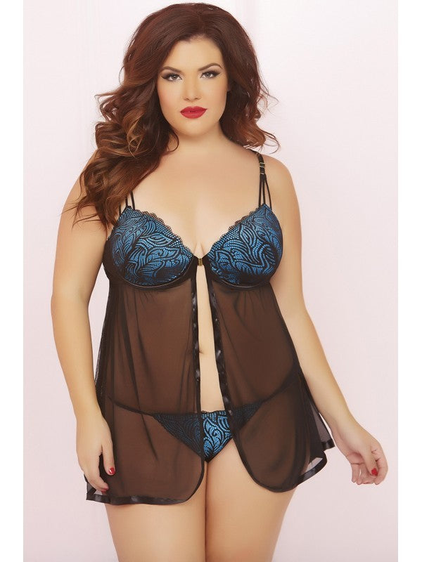 Sweet Affair Babydoll Set 10628X-Black-3X/4X(H)
