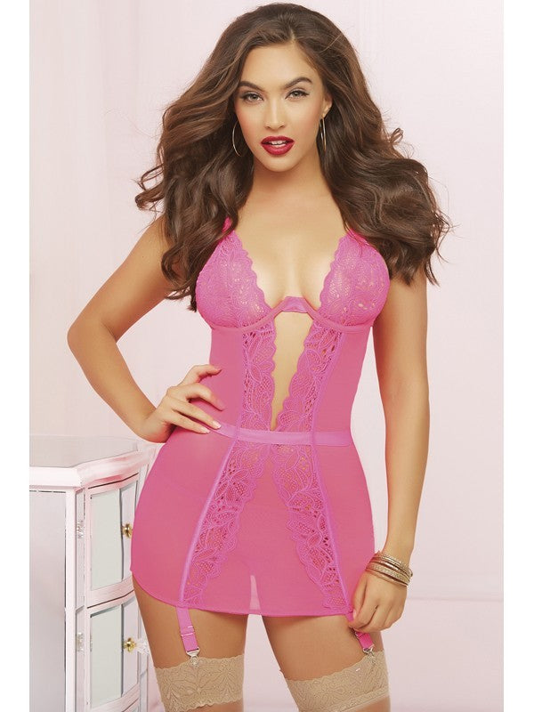 Arm Candy Chemise Set 10678-Hot Pink-M(H)