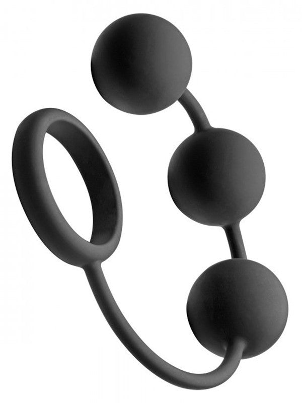 Silicone Cock Ring with 3 Weighted Balls