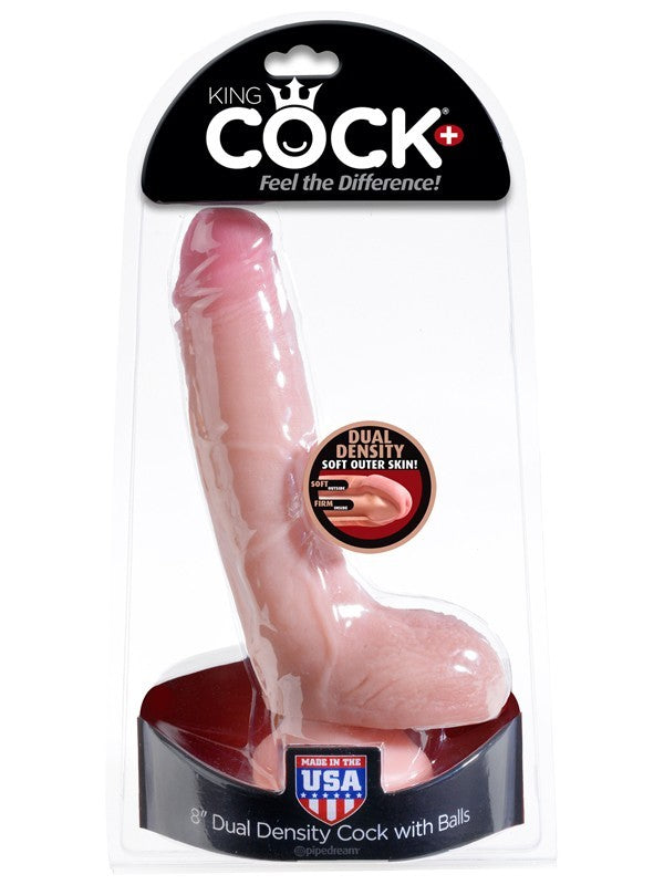King Cock Dual Density 8 in. Cock with Balls - Flesh