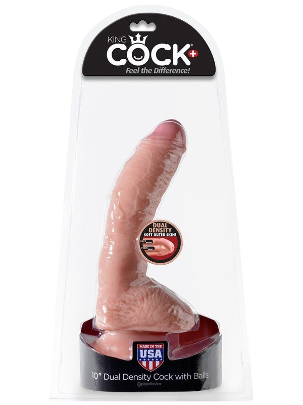 King Cock Dual Density 10 in. Cock with Balls - Flesh