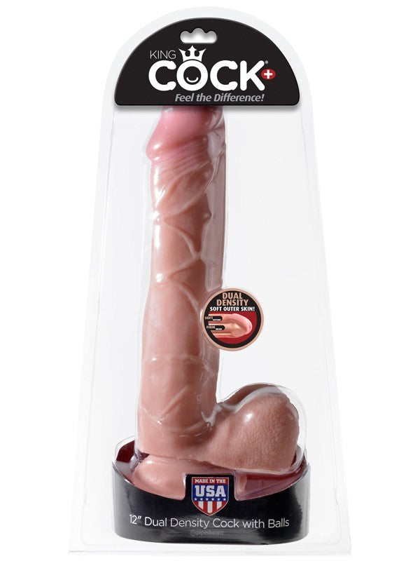 King Cock Dual Density 12 in. Cock with Balls - Flesh