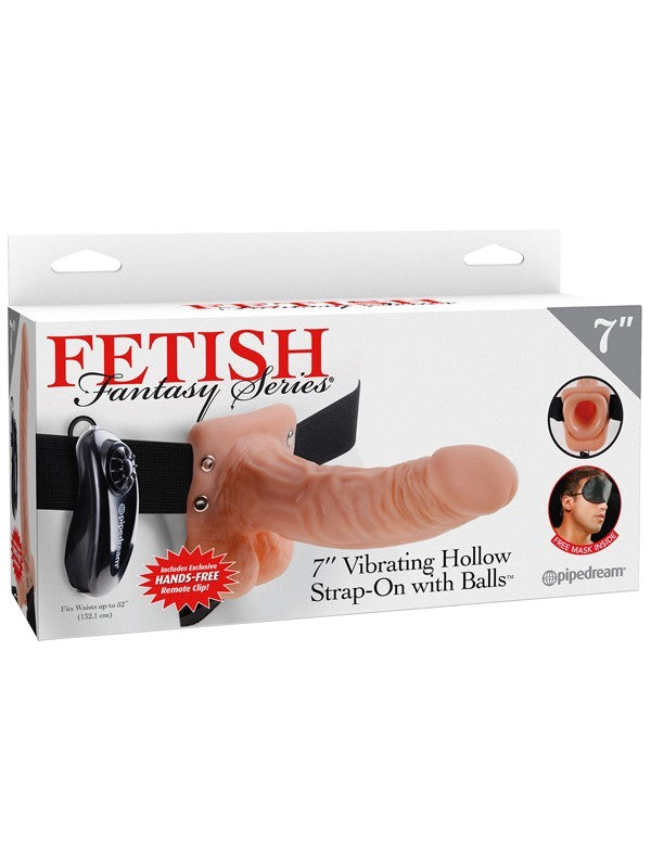Fetish Fantasy Series 7 in. Vibrating Hollow Strap-On with Balls - Flesh