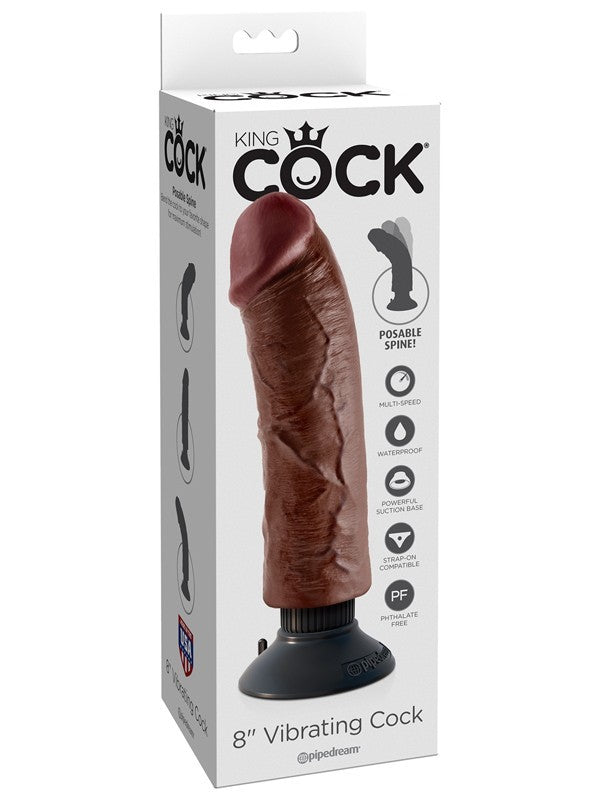King Cock 8 in. Vibrating Cock Brown