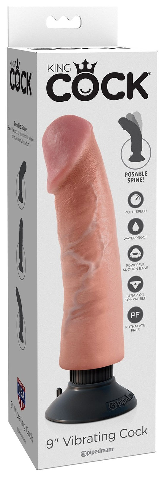 King Cock 9 in. Vibrating Cock Flesh