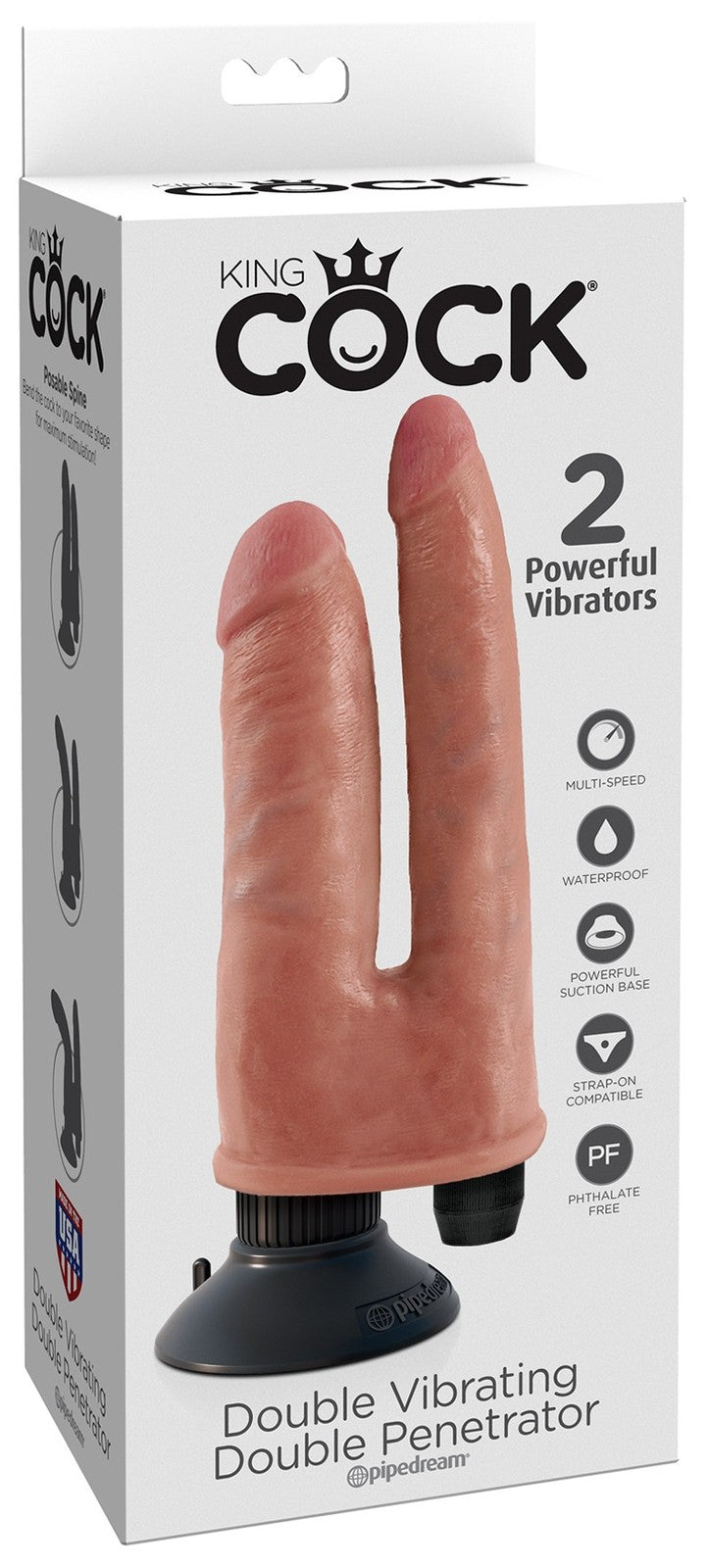 King Cock Double Vibrating Double Penetrator Flesh