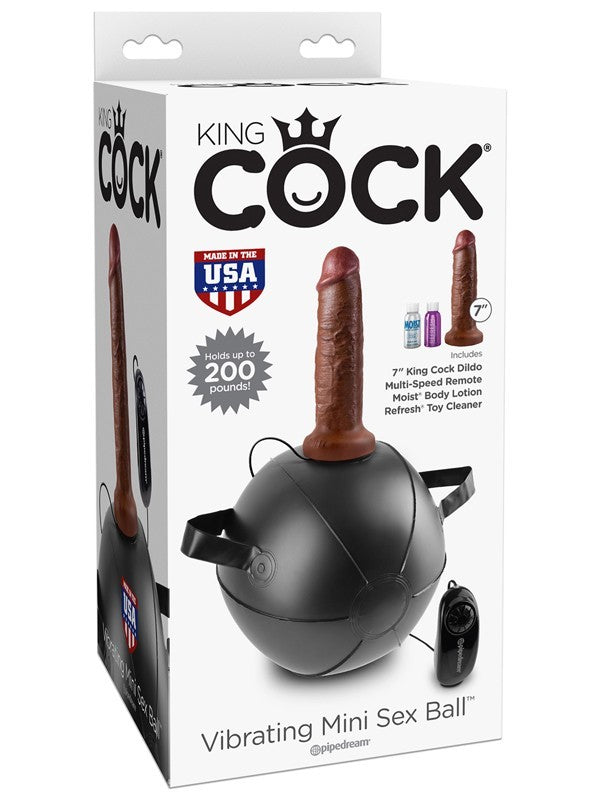 King Cock Vibrating Mini Sex Ball with 7 in. Brown
