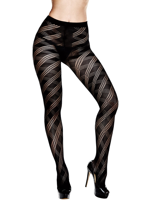 Jacquard Pantyhose Criss Cross Black OS