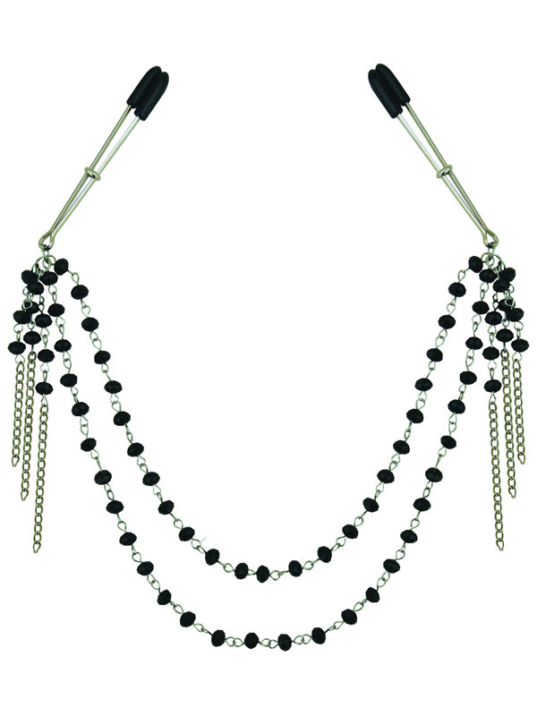 Midnight Black Jeweled Nipple Clips