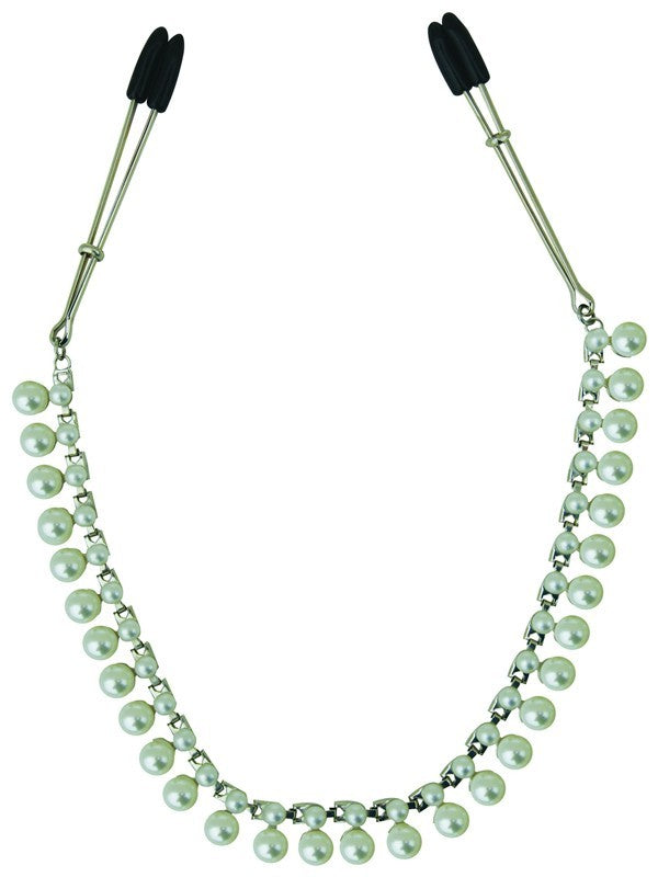 Midnight Pearl Chain Nipple Clips