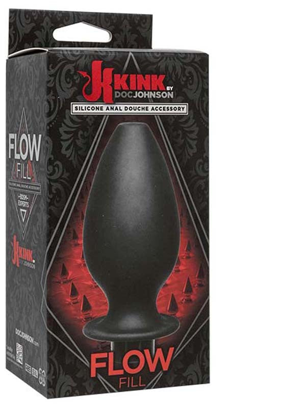 Kink Flow Silicone Anal Douche Accessory Full Flush Out Black
