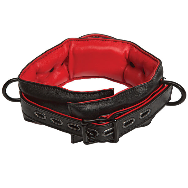 Kink Leather Handlers Collar Black and Red