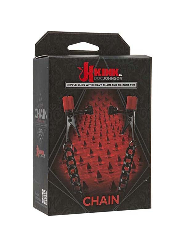 Kink Silicone Nipple Alligator with Heavy Chain Black Metal and Silicone Tips