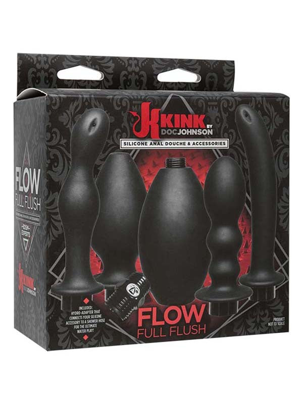 Kink Flow FULL set Silicone Anal Douche and Accessory Black