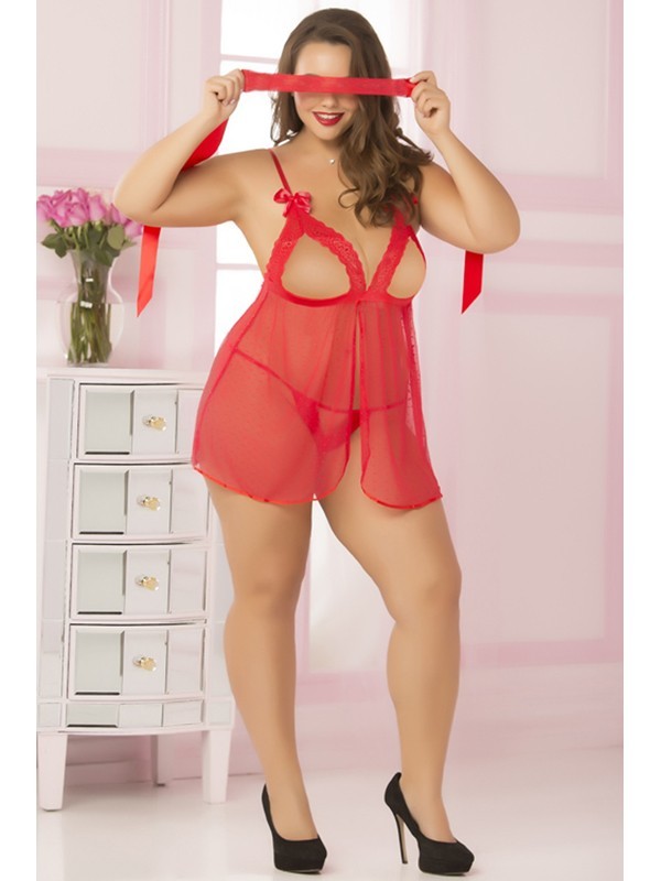 Take a Bow Babydoll Set 10700P-Red-OS(BX)
