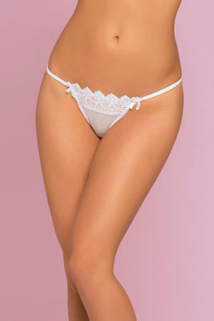 Penelope Floral Crochet Lace and Point D  Esprit Thong 10781 White XL