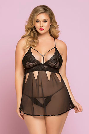 Ladylike Babydoll Set 10775X Black 1X/2X