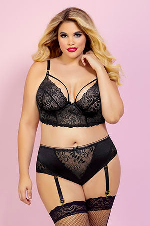 Midnight Glamour Bra Set 10801X Black 3X/4X