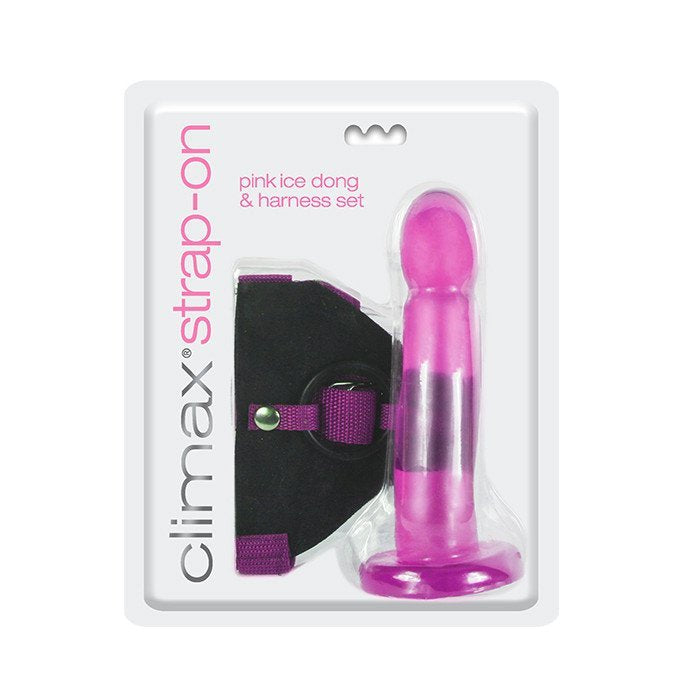 Climax Strap-on Pink Ice Dong & Harness set