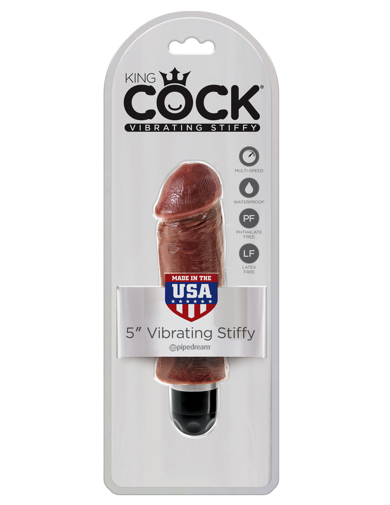 King Cock 5 in. Vibrating Stiffy Brown Flesh