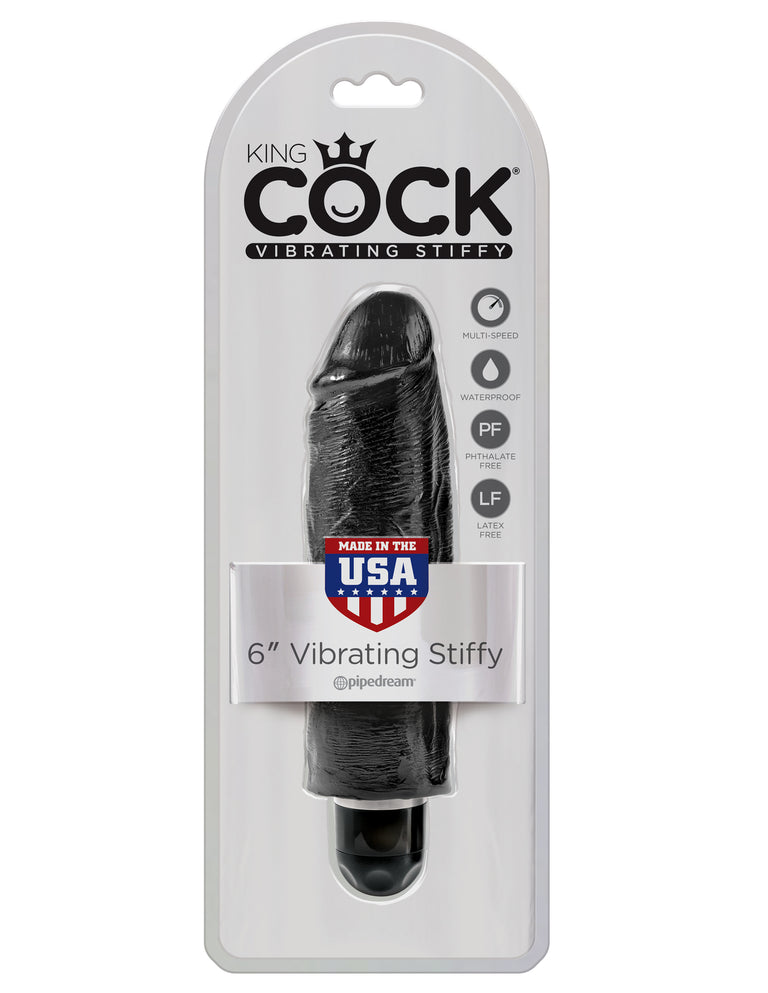 King Cock 6 in. Vibrating Stiffy Black