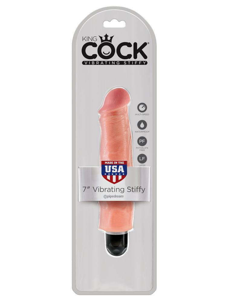 King Cock 7 in. Vibrating Stiffy White Flesh