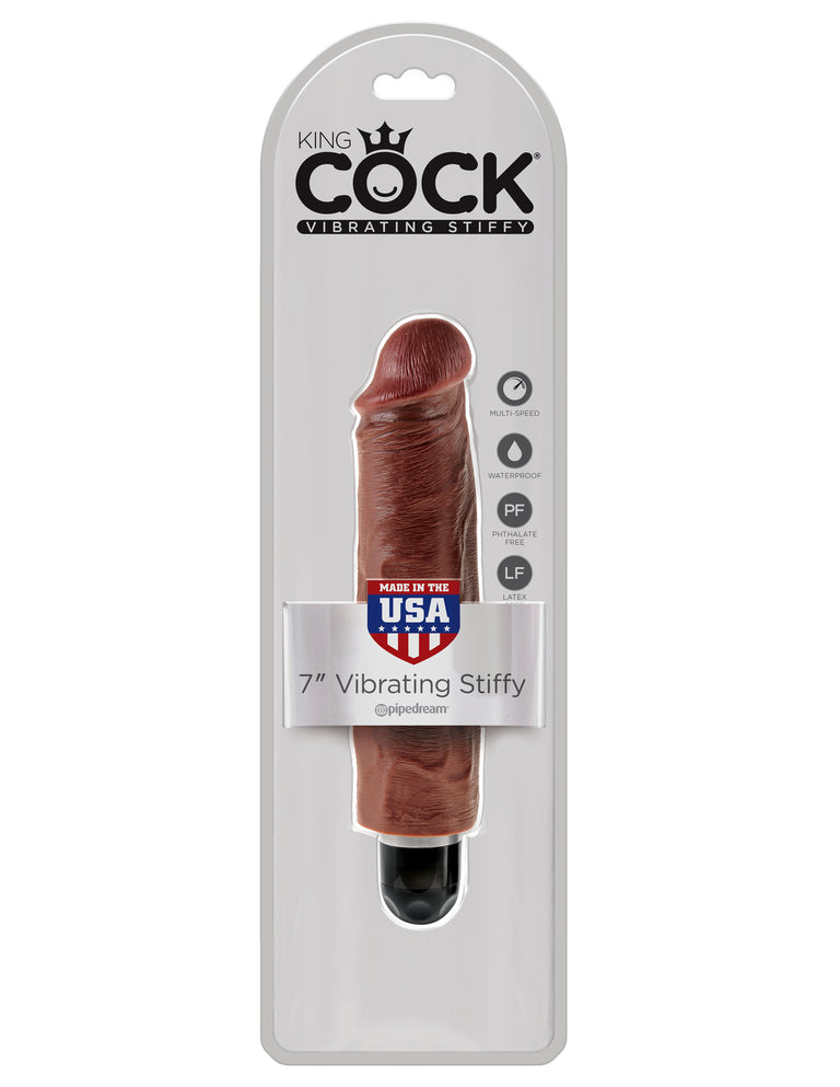 King Cock 7 in. Vibrating Stiffy Brown Flesh