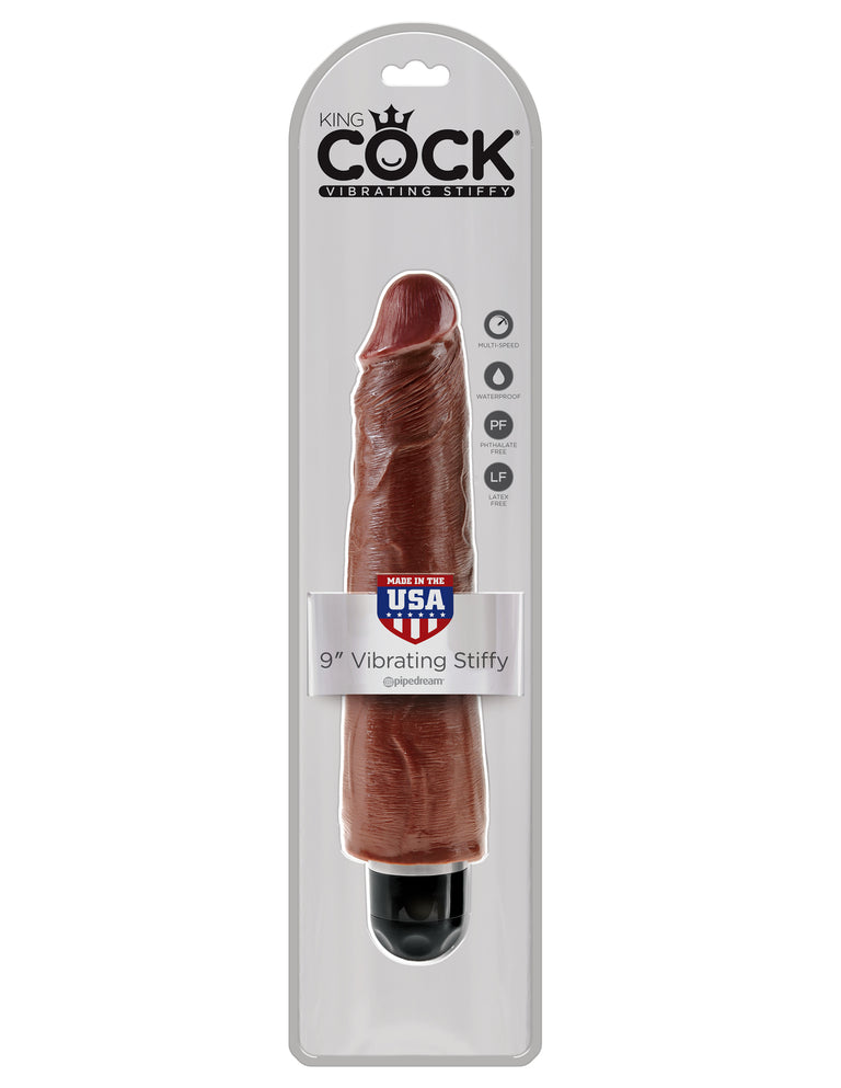 King Cock 9 in. Vibrating Stiffy Brown Flesh