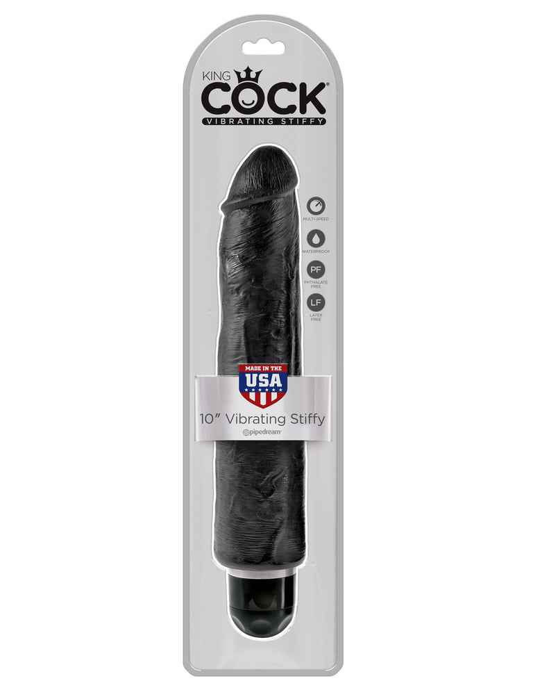 King Cock 10 in. Vibrating Stiffy Black