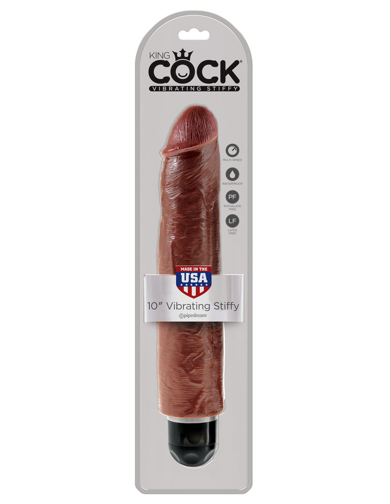King Cock 10 in. Vibrating Stiffy Brown Flesh