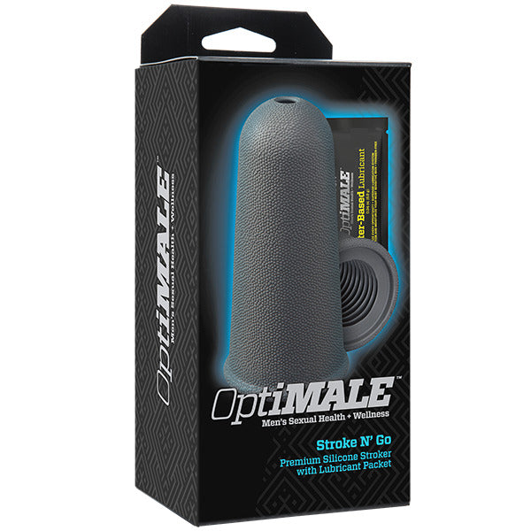 OptiMale Stroke N Go Premium Silicone Stroker and .24 oz. Lube Slate