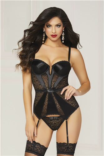Pleasure Principle Bustier & Panty Set 10698-Black-L (H)