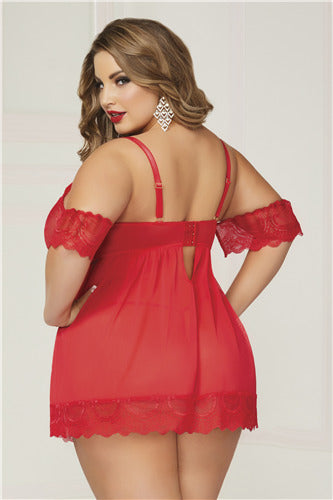 Luminary Babydoll & Panty Set 10829X-Red-3X/4X (H)