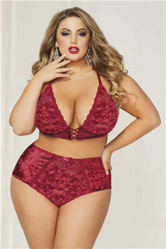 Wine Not Bralette & Panty Set 10817X-Wine-1X/2X (H)