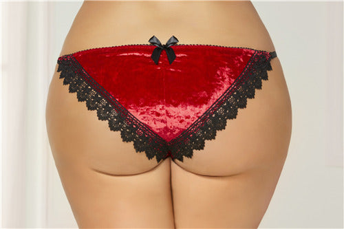 Crushed Velvet Panty 10821-Red-M