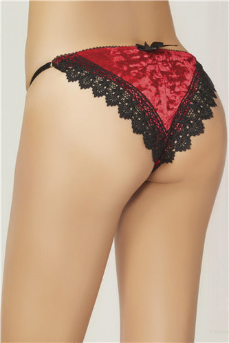 Crushed Velvet Panty 10821-Red-XL
