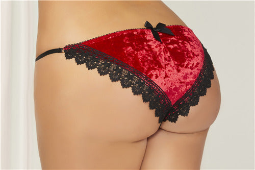 Crushed Velvet Panty 10821X-Red-1X/2X