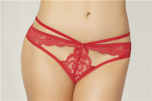 Lace open crotch panty 10835-Red-L(H)