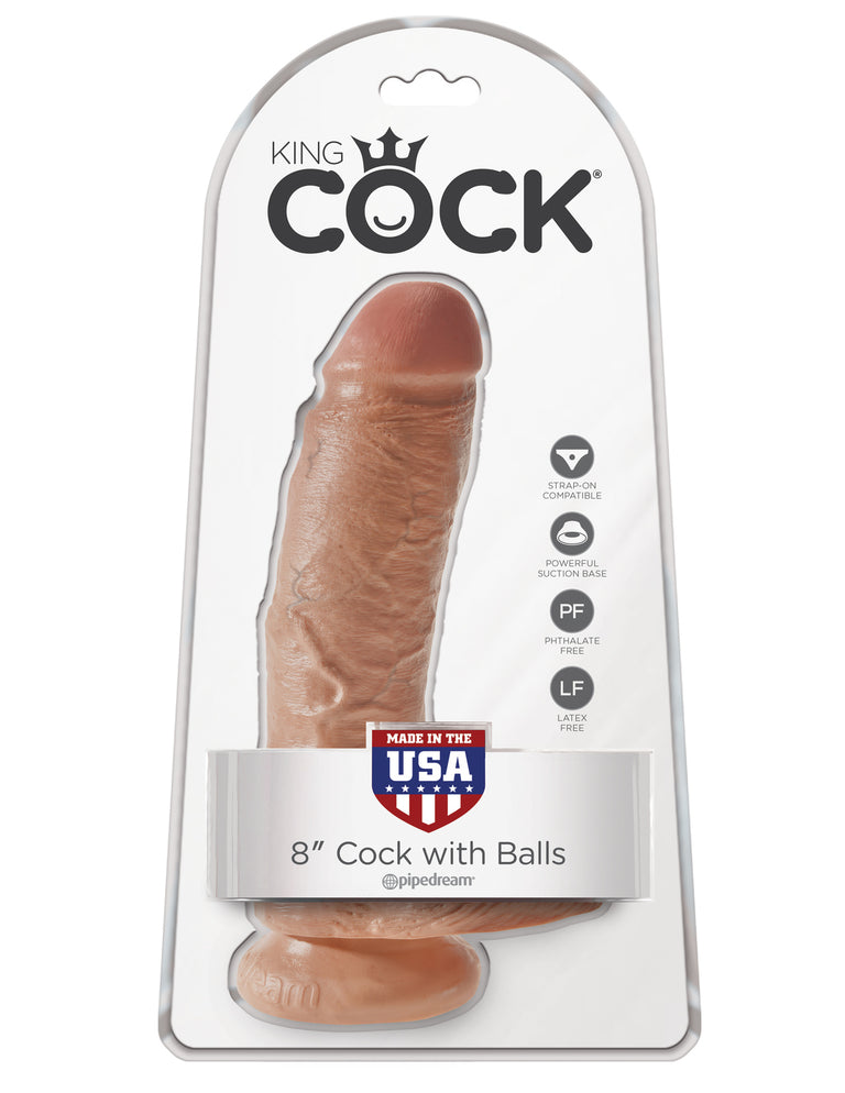 King Cock  8 in. Cock with Balls Tan