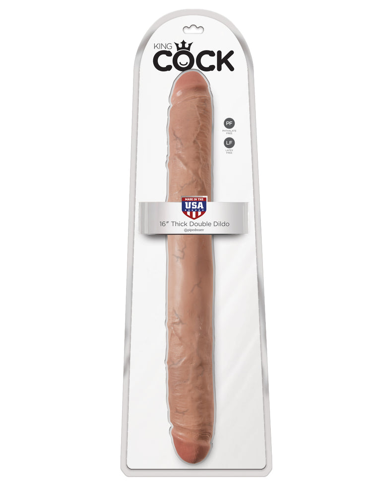 King Cock  16 in. Thick Double Dildo Tan