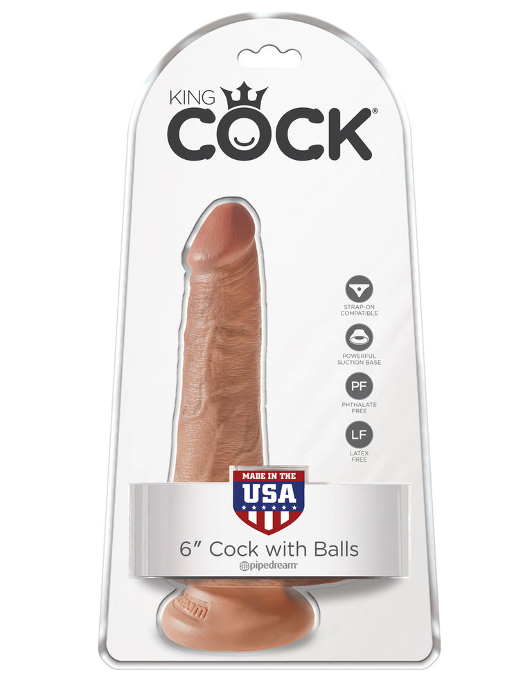 King Cock 6 in. Cock with Balls Tan